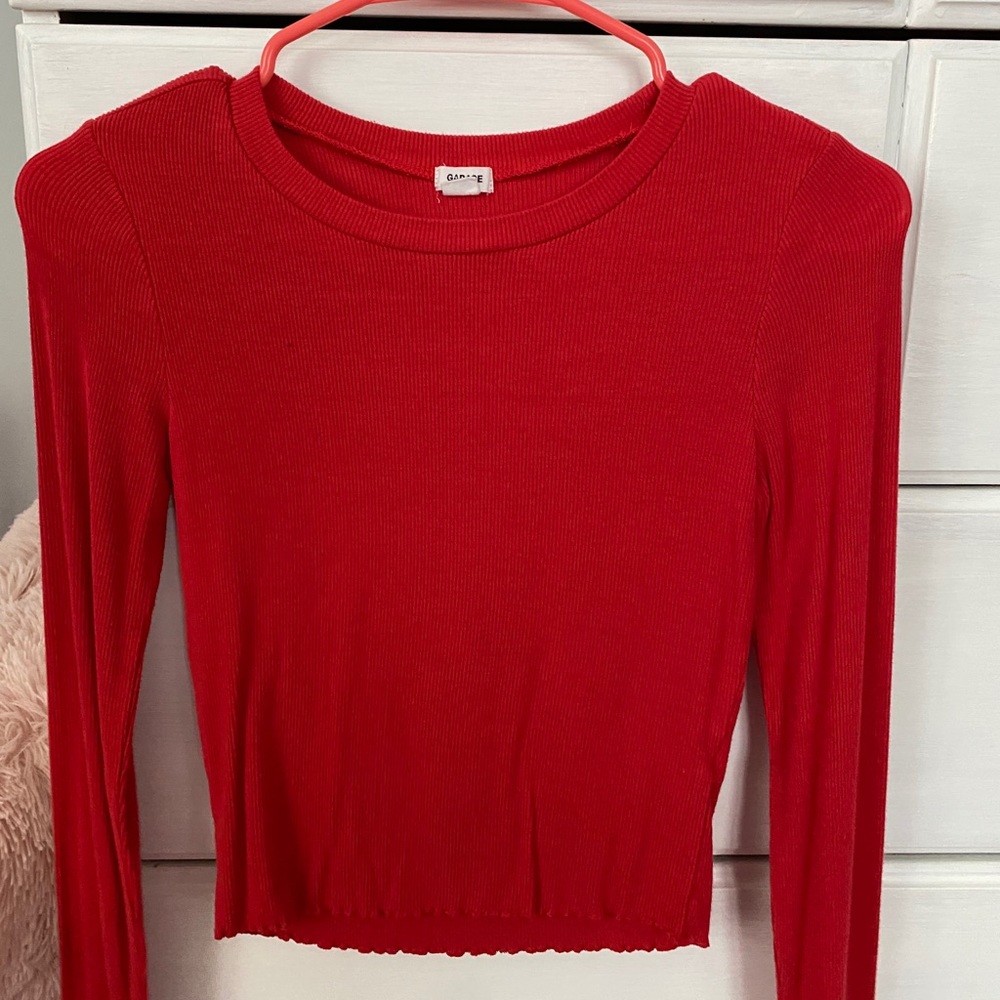 red long sleeve shirt